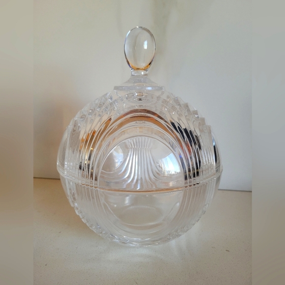 Prima Vera Di Cristallo Crystal Decorative Candy Serving Bowl With Lid Italy
